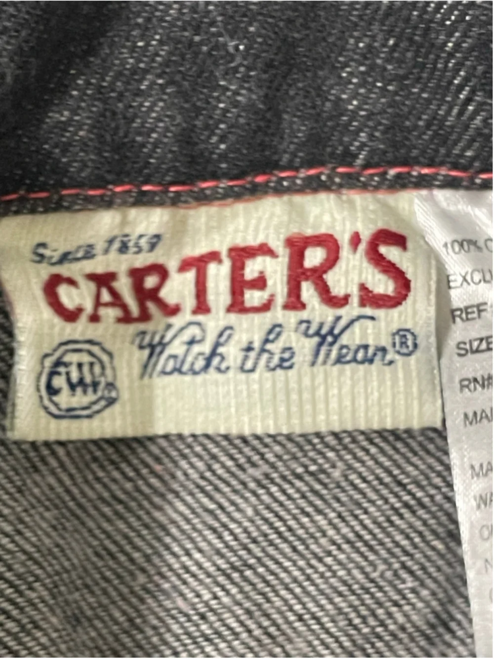 Carter's Watch The Wear Vintage 3-6m Girl Denim Dress Dark Wash Plaid Ruffle
